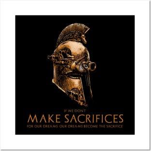 Ancient Spartan Steampunk  Helmet - Quote On Sacrifice Posters and Art